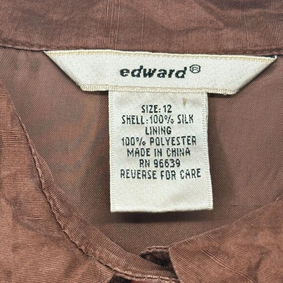 Vintage Edward Womens 100% Silk Button Up Tunic Shirt Size 12 Sequins Lagenlook - Picture 10 of 12